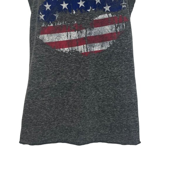 Stranded Womens Racerback Tank Top American Flag Lips Gray Size Medium - Picture 4 of 6